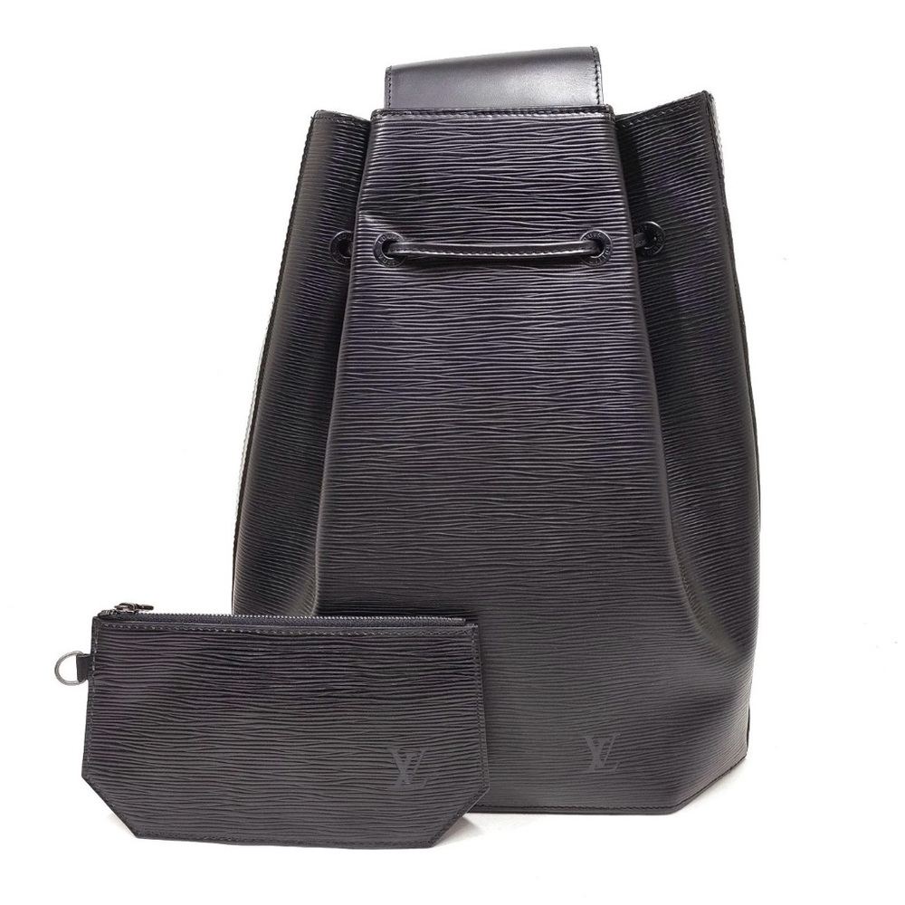 Louis Vuitton Black Epi Leather Backpack with Pouch